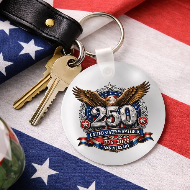 Patriotic Silver Semiquincentennial Emblem Key Ring (Creator Uploaded)