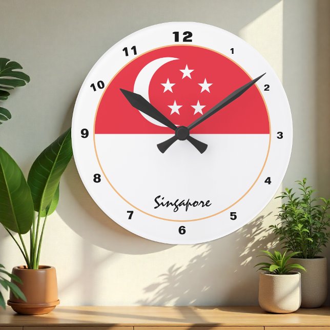 Patriotic Singapore Flag, Singapore Home / design Round Clock (Creator Uploaded)