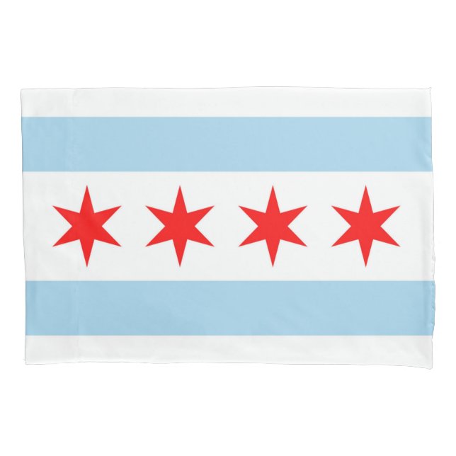 Patriotic Single Pillowcase flag of Chicago, USA (Front)