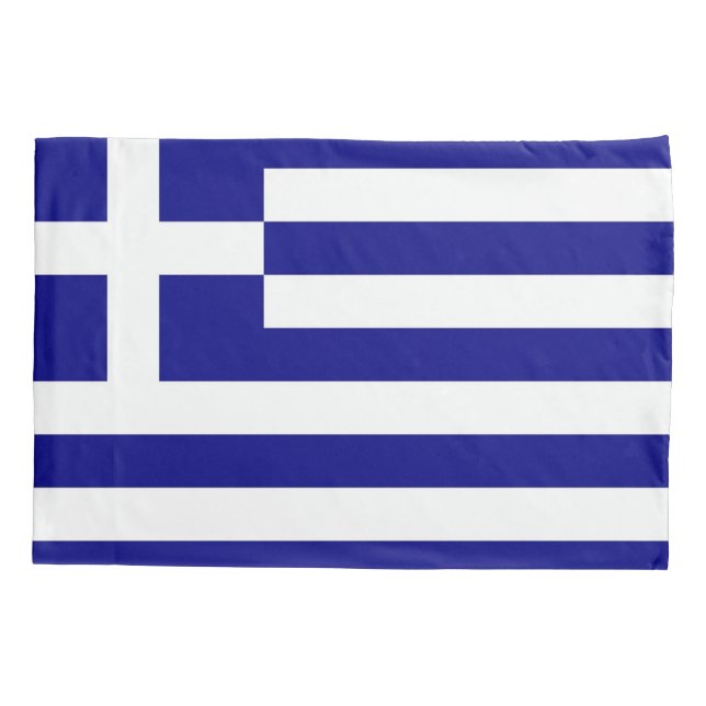 Patriotic Single Pillowcase flag of Greece (Back)