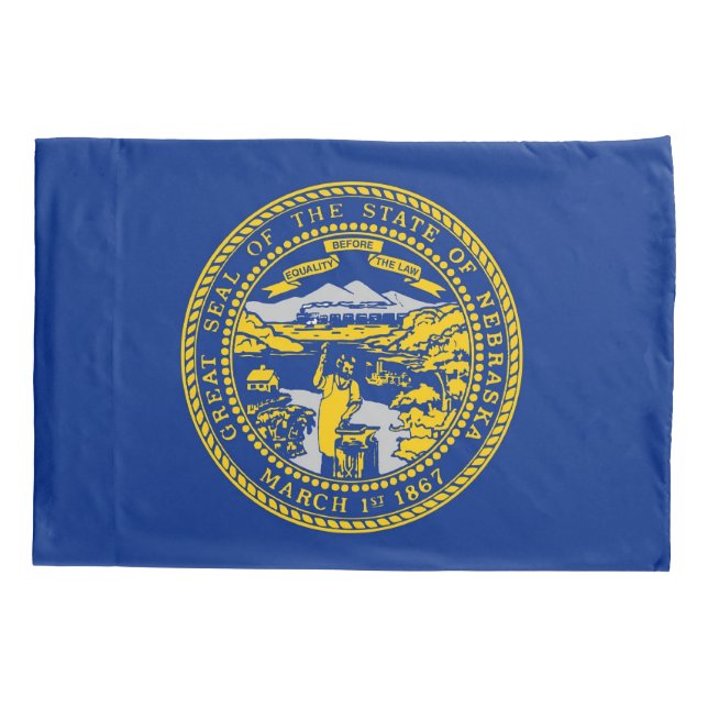 Patriotic Single Pillowcase flag of Nebraska, USA (Back)