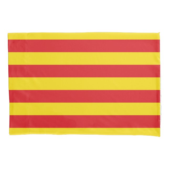 Patriotic Single Pillowcase with flag of Catalonia (Front)