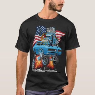 Patriotic Sixties American Muscle Car with Flag T-Shirt
