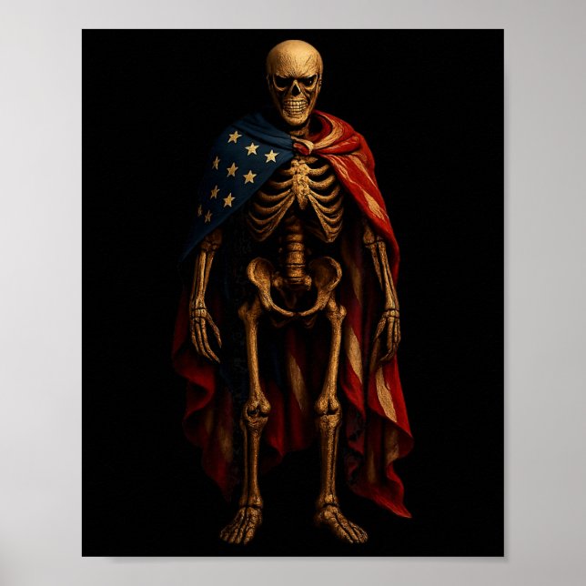 Patriotic Skeleton American Flag Gothic Horror 4th Poster (Front)