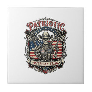 Patriotic Skeleton Cowboy Dark Patriot Skeleton &  Ceramic Tile