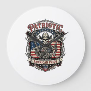 Patriotic Skeleton Cowboy Dark Patriot Skeleton & Large Clock
