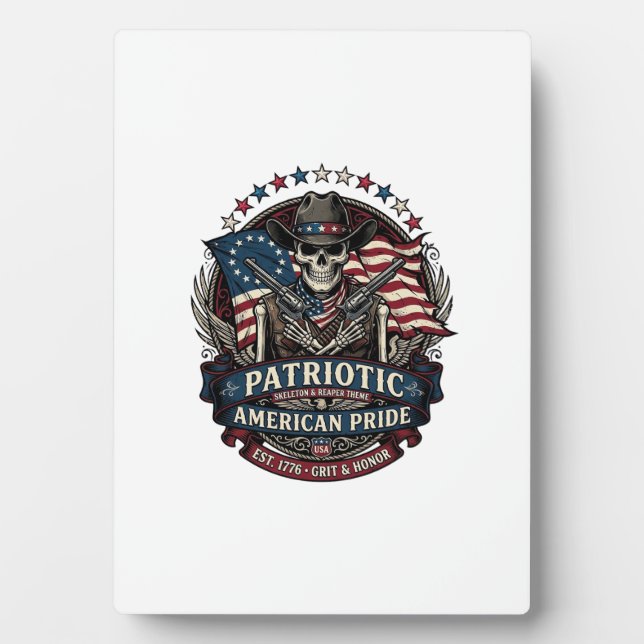 Patriotic Skeleton Cowboy Dark Patriot Skeleton &  Plaque (Front)