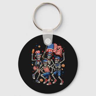 Patriotic Skeletons Halloween Spooky Funny Gift Key Ring