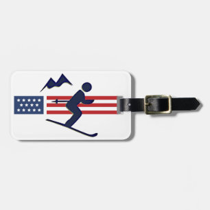 Patriotic Skiing Design Luggage Tag