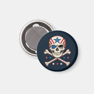 Patriotic Skull and Crossbones American Flag Magnet
