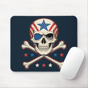 Patriotic Skull and Crossbones American Flag Mouse Pad