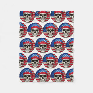 Patriotic Skull Fleece Blanket