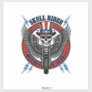 Patriotic Skull Motorcycle Eagle Vintage