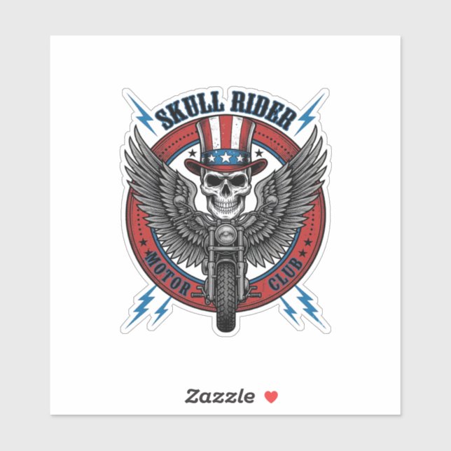 Patriotic Skull Motorcycle Eagle Vintage (Sheet)