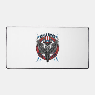 Patriotic Skull Motorcycle Eagle Vintage Desk Mat