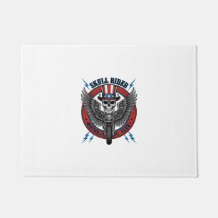 Patriotic Skull Motorcycle Eagle Vintage Doormat
