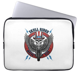 Patriotic Skull Motorcycle Eagle Vintage Laptop Sleeve