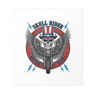 Patriotic Skull Motorcycle Eagle Vintage Notepad