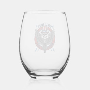 Patriotic Skull Motorcycle Eagle Vintage Stemless Wine Glass