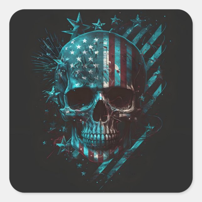 Patriotic skull Square Sticker (Front)