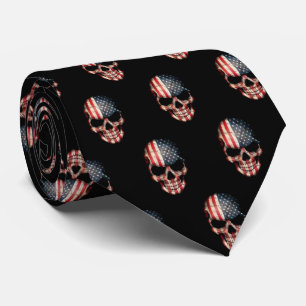 Patriotic skull tie