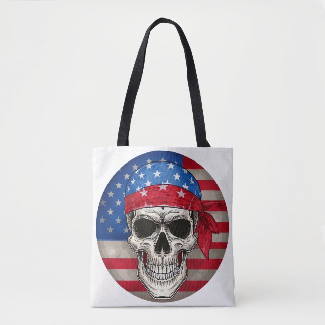 Patriotic Skull Tote Bag (Front)