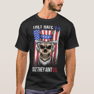 Patriotic Skull Uncle Sam American Flag 4th Of Jul T-Shirt
