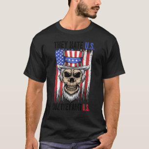 Patriotic Skull Uncle Sam American Flag 4th Of Jul T-Shirt