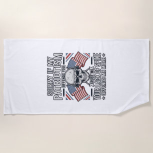 Patriotic Skull Vintage Engraving Quote Vector Des Beach Towel
