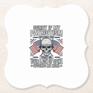 Patriotic Skull Vintage Engraving Quote Vector Des Paper Coaster