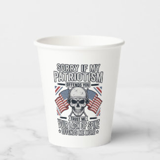 Patriotic Skull Vintage Engraving Quote Vector Des Paper Cups