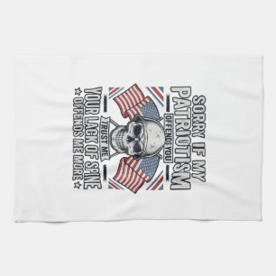 Patriotic Skull Vintage Engraving Quote Vector Des Tea Towel