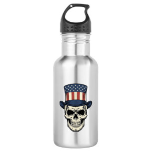 Patriotic Skull Vintage Engraving Shirt Design_1 532 Ml Water Bottle