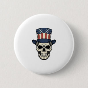 Patriotic Skull Vintage Engraving Shirt Design_1 6 Cm Round Badge