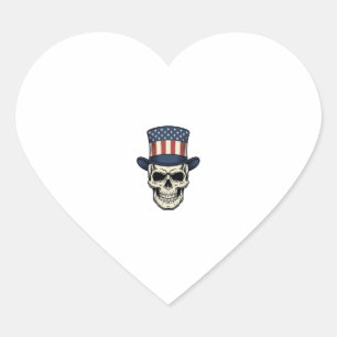 Patriotic Skull Vintage Engraving Shirt Design_1 Heart Sticker