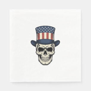 Patriotic Skull Vintage Engraving Shirt Design_1 Napkin