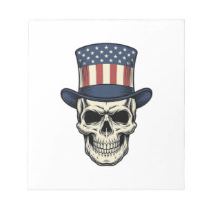 Patriotic Skull Vintage Engraving Shirt Design_1 Notepad