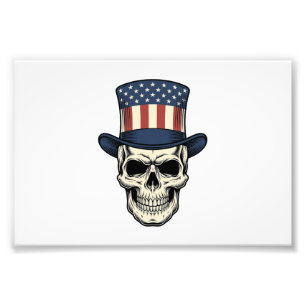 Patriotic Skull Vintage Engraving Shirt Design_1 Photo Print