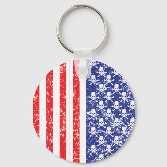 Patriotic Skulls Key Ring (Front)