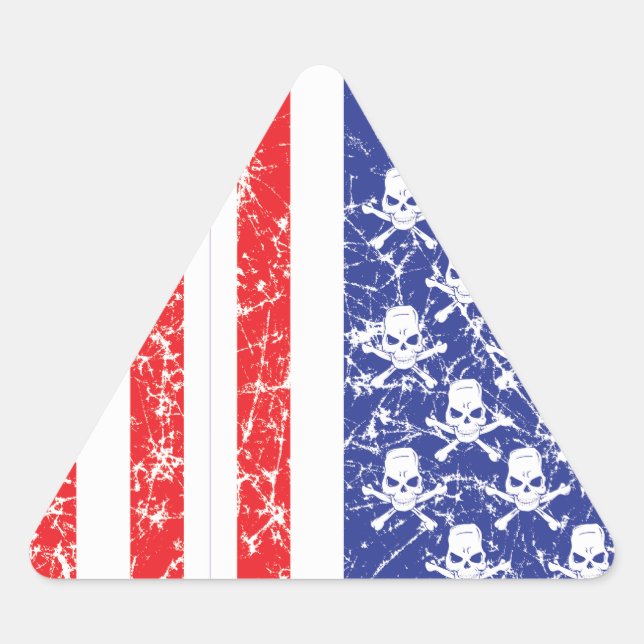 Patriotic Skulls Triangle Sticker (Front)