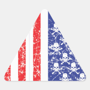 Patriotic Skulls Triangle Sticker