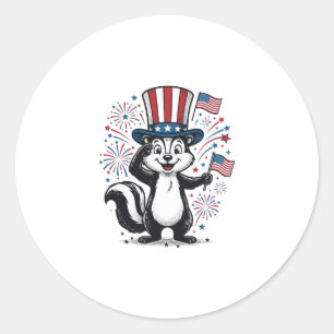 Patriotic Skunk Vintage Fireworks Graphic Shirt_1 Classic Round Sticker