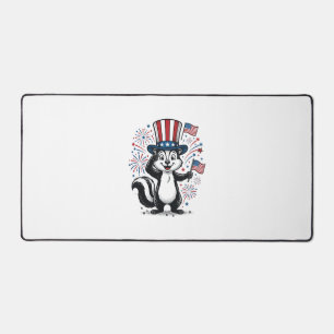 Patriotic Skunk Vintage Fireworks Graphic Shirt_1 Desk Mat