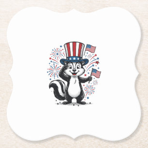 Patriotic Skunk Vintage Fireworks Graphic Shirt_1 Paper Coaster