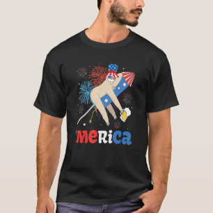 Patriotic Sloth Merica Cute Sloth 4th Of July Beer T-Shirt