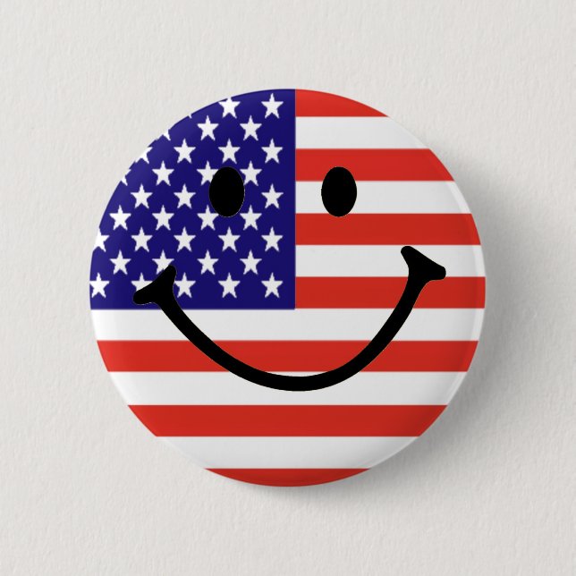 Patriotic Smile Face 6 Cm Round Badge (Front)
