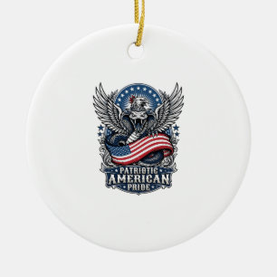 Patriotic Snake Skull Liberty Beast Animal Hybrid Ceramic Ornament