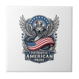 Patriotic Snake Skull Liberty Beast Animal Hybrid Ceramic Tile