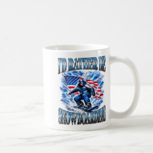 Patriotic snowboarding american flag winter sport coffee mug