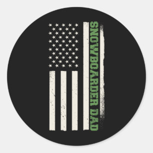 Patriotic Snowboarding Winter Snowboard Snowboarde Classic Round Sticker